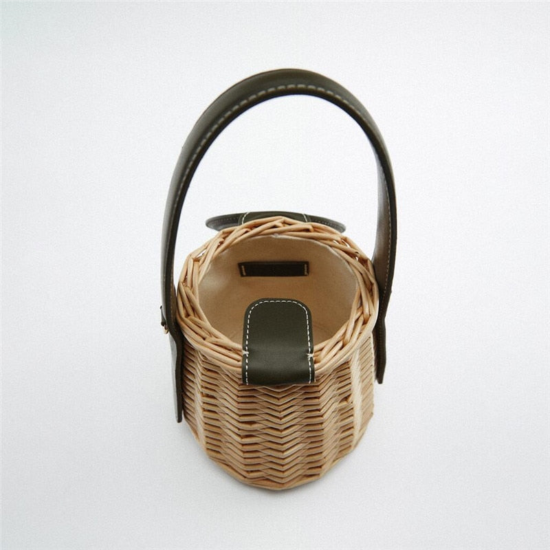 Lydia Basket Bag with Leather Cover