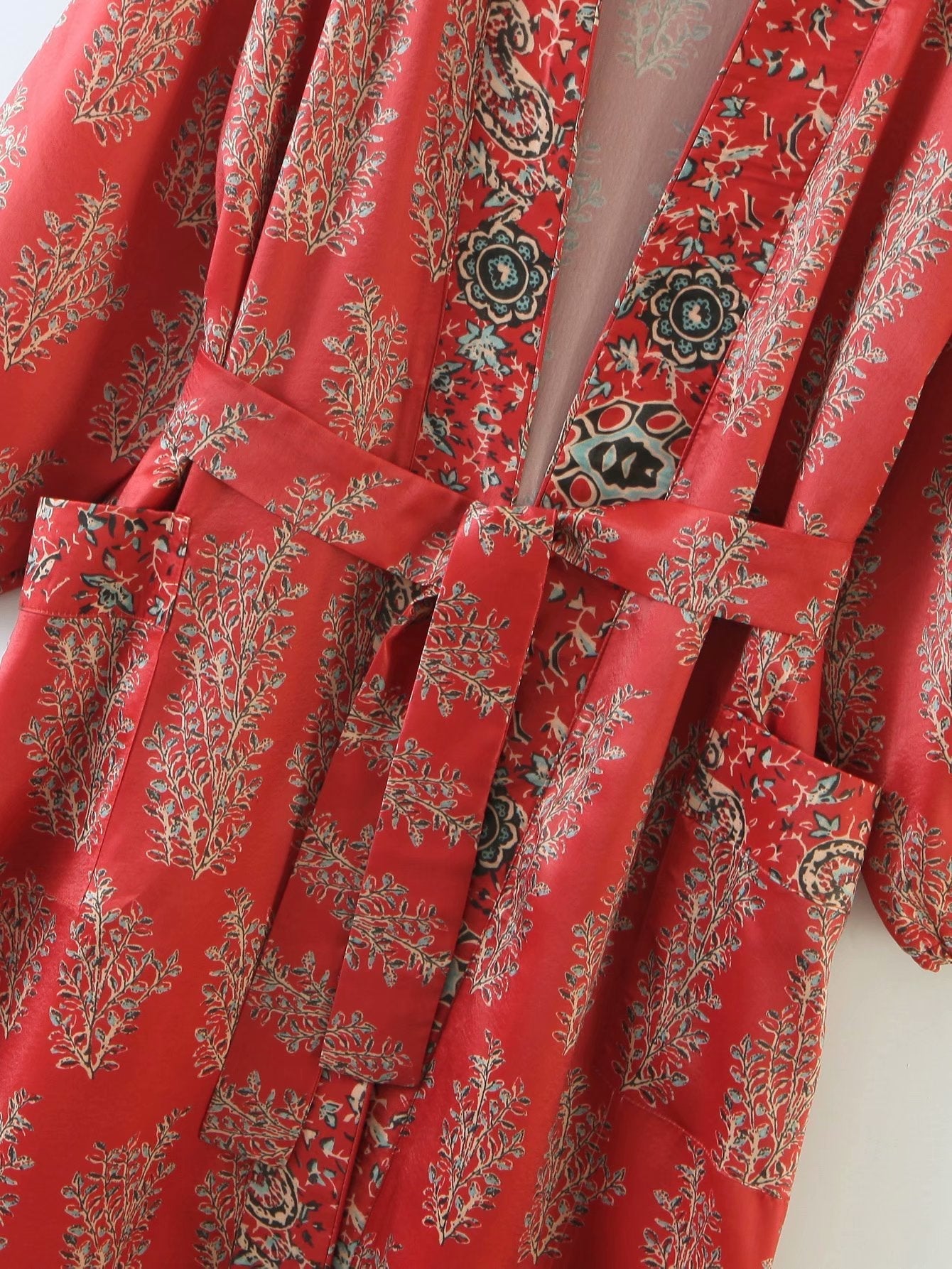 Lynn Floral Kimono Satin Robe Dress