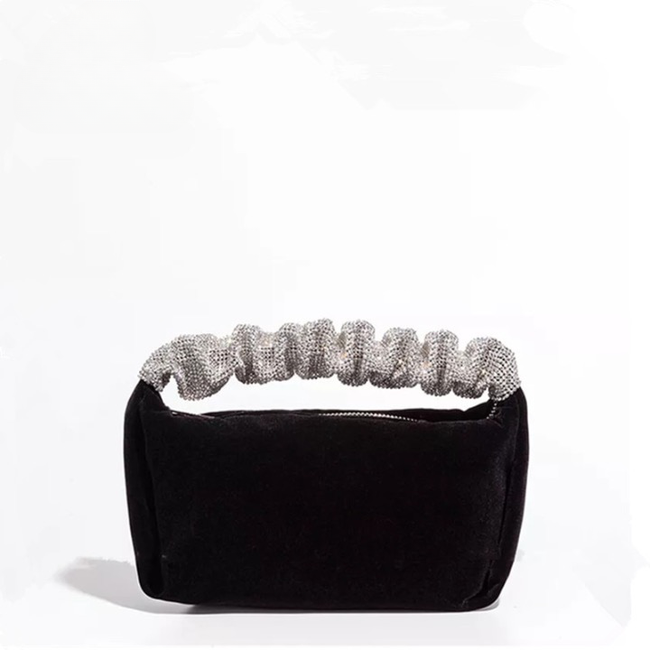 Maeve Sequin Handle Velvet Pouch Bag