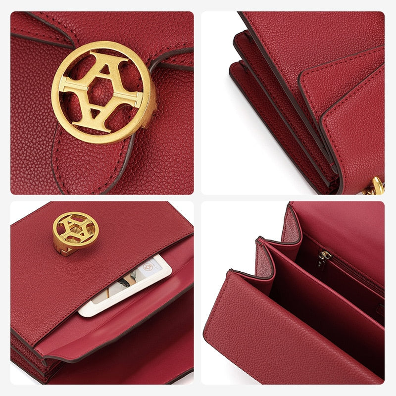 Magenta Leather Flap Bag