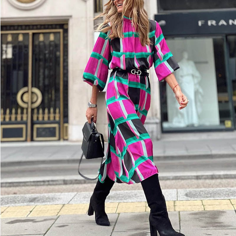 Maire Colorful Smock Neck Midi Dress - 4 Styles