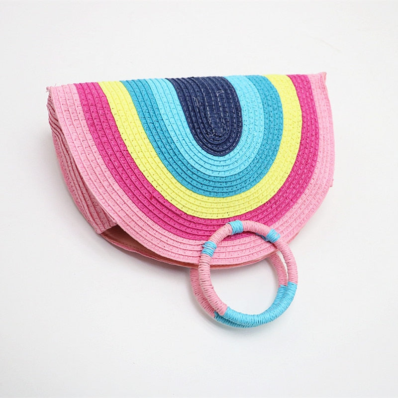 Malia Rainbow Stripe Woven Handbag