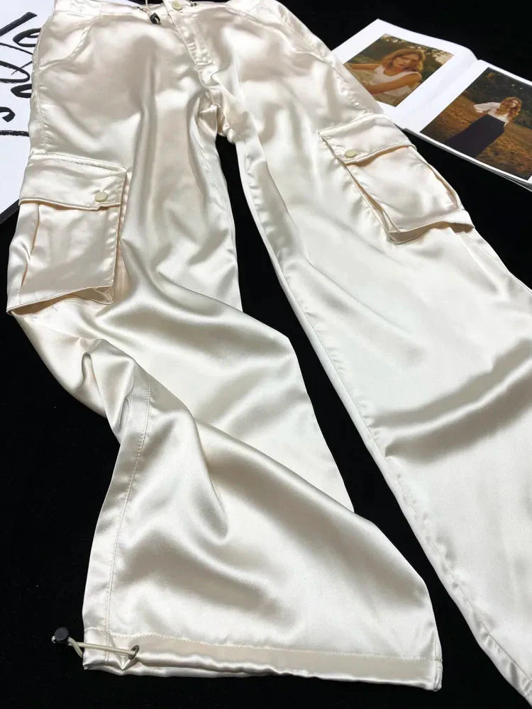 Malin Casual Luxe Satin Cargo Pants