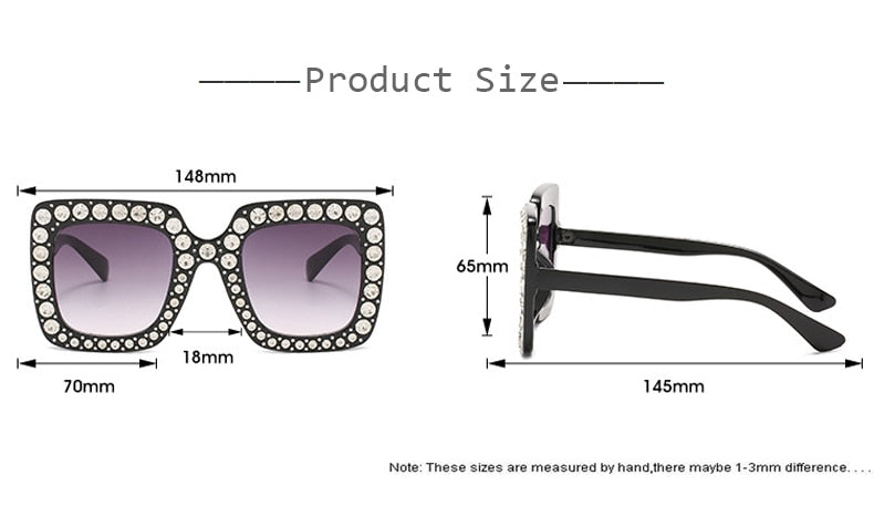 Maran Nerd Chic Oversized Rhinestone Square Sunglasses - 10 Colors