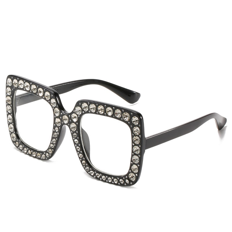 Maran Nerd Chic Oversized Rhinestone Square Sunglasses - 10 Colors