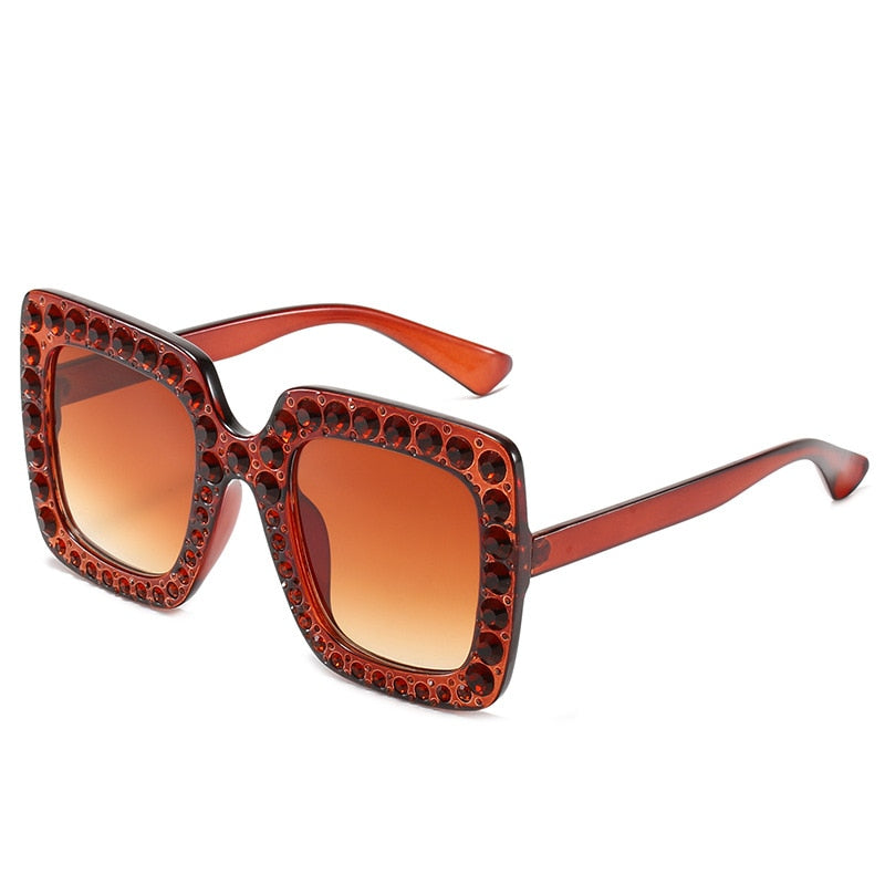 Maran Nerd Chic Oversized Rhinestone Square Sunglasses - 10 Colors