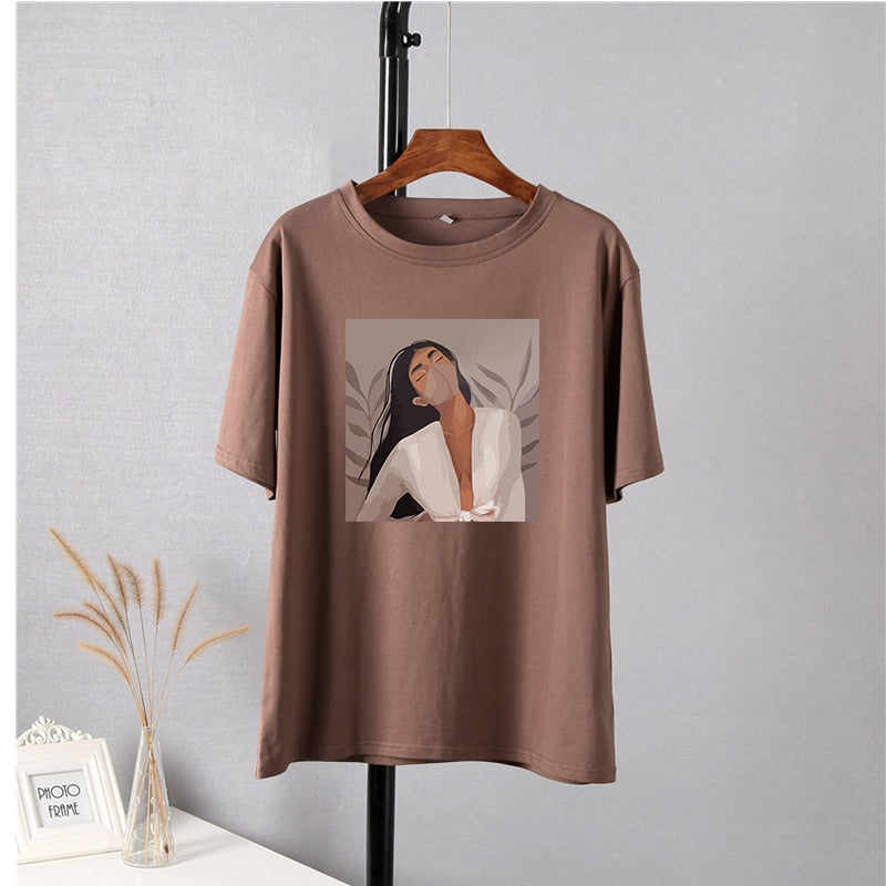 Masked Girl Print T-Shirts - 11 Colors