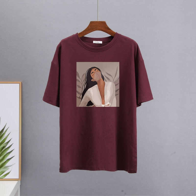 Masked Girl Print T-Shirts - 11 Colors