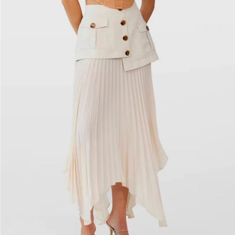 Mathilde Patchwork Pleated Maxi Skirts - 2 Colors