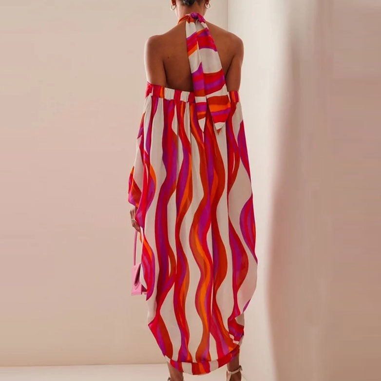Maya Zebra Stripe Print Halter Dress - 2 Colors