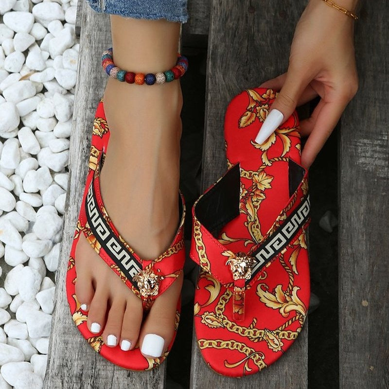 Medusa Grecian Print Sandals - 3 Colors