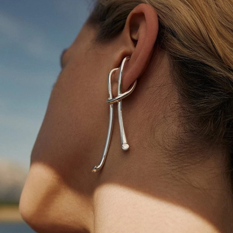 Metal Rope Knot Look Clip Earrings - 2 Colors