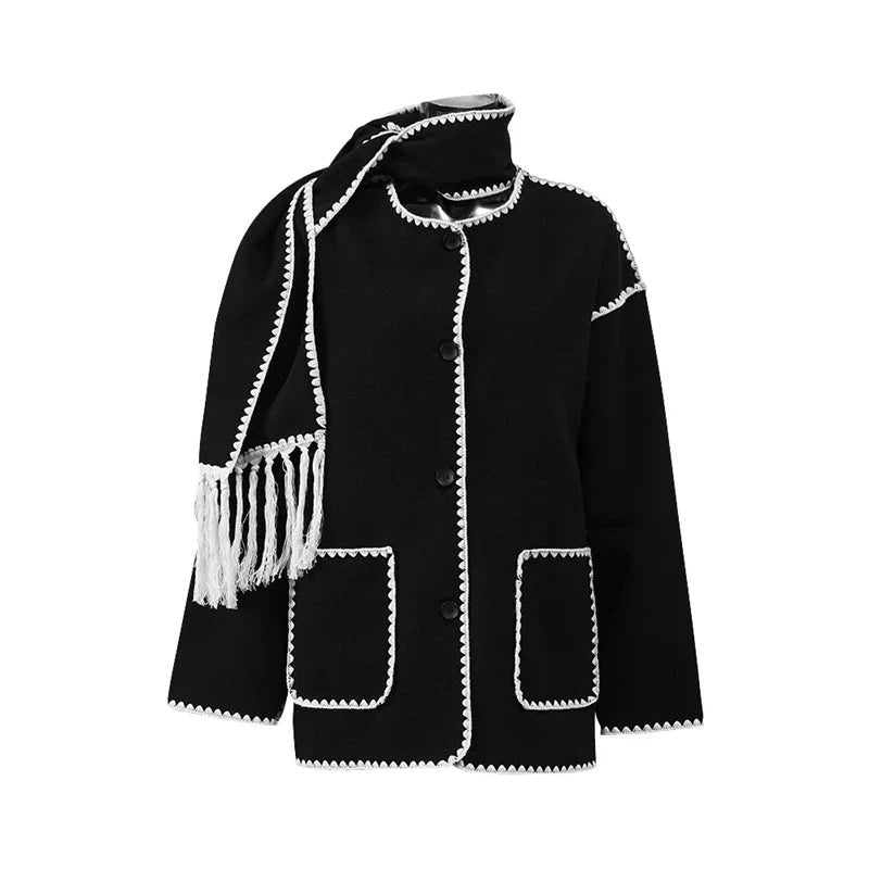 Mihaela Scarf Wrap Woolen Jacket
