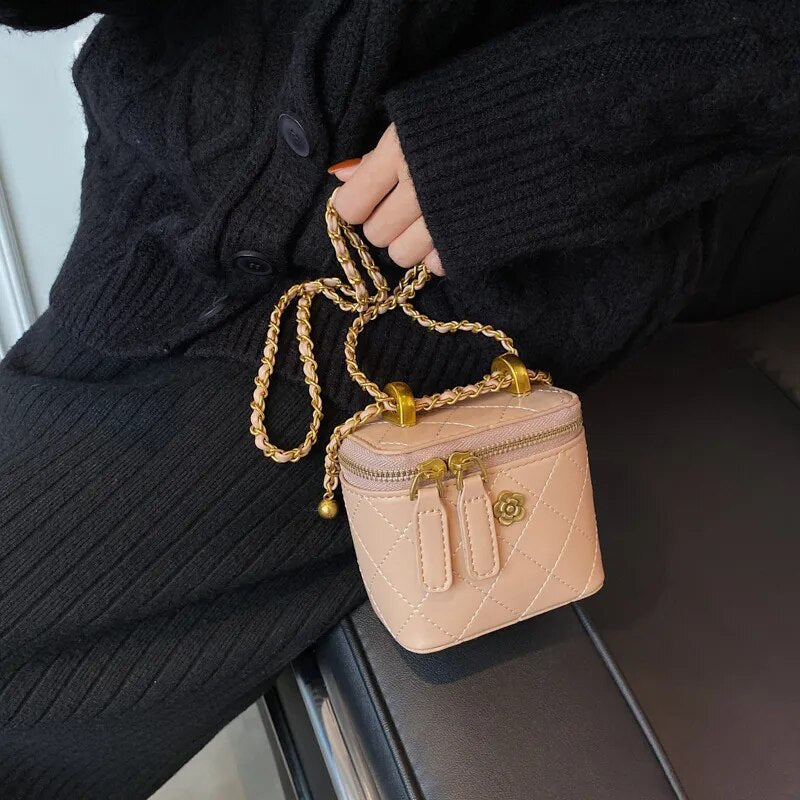 Mini Camellia Quilted Bucket Bag