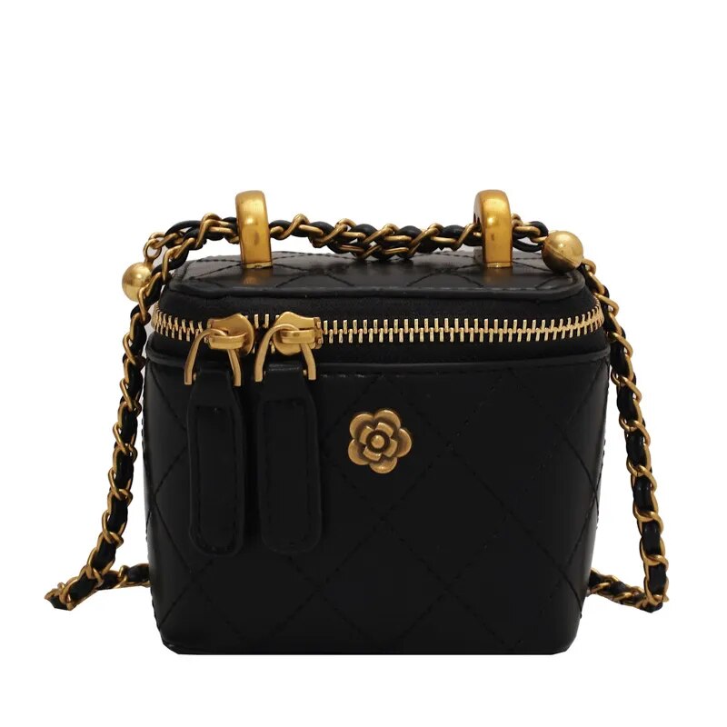 Mini Camellia Quilted Bucket Bag
