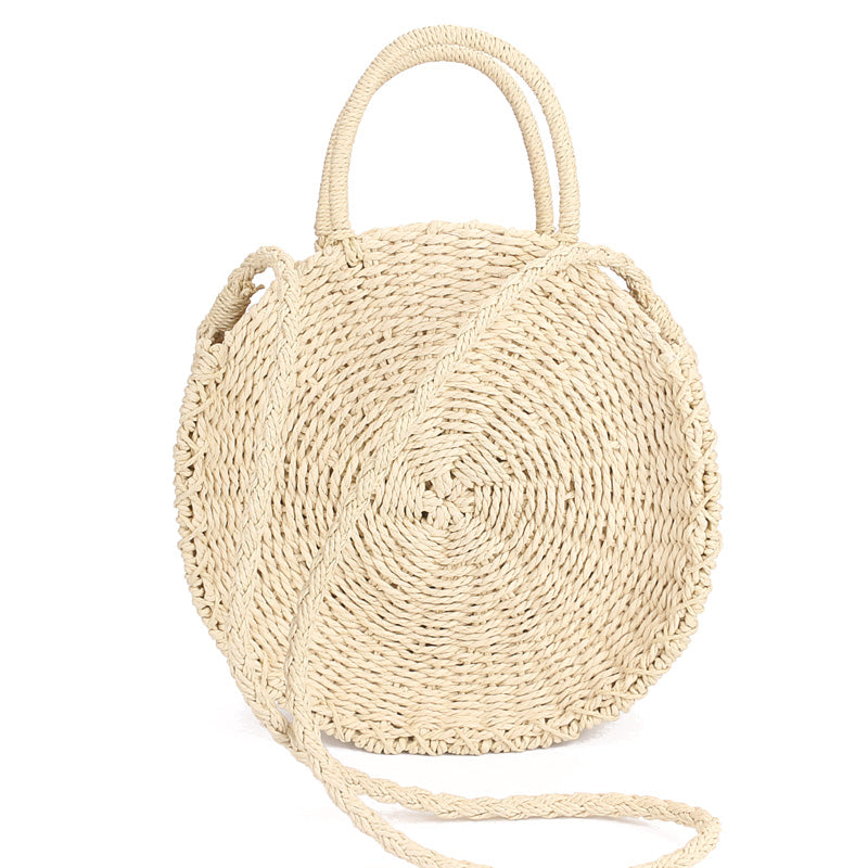 Mini Circle Straw Moroccan Market Tote w/ or w/o Tassels - 2 Colors