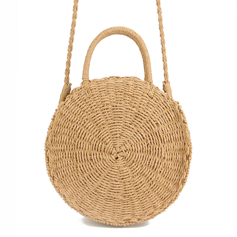 Mini Circle Straw Moroccan Market Tote w/ or w/o Tassels - 2 Colors