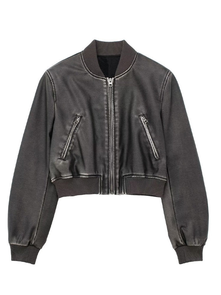 Miriam Vintage Leather Bomber Jacket