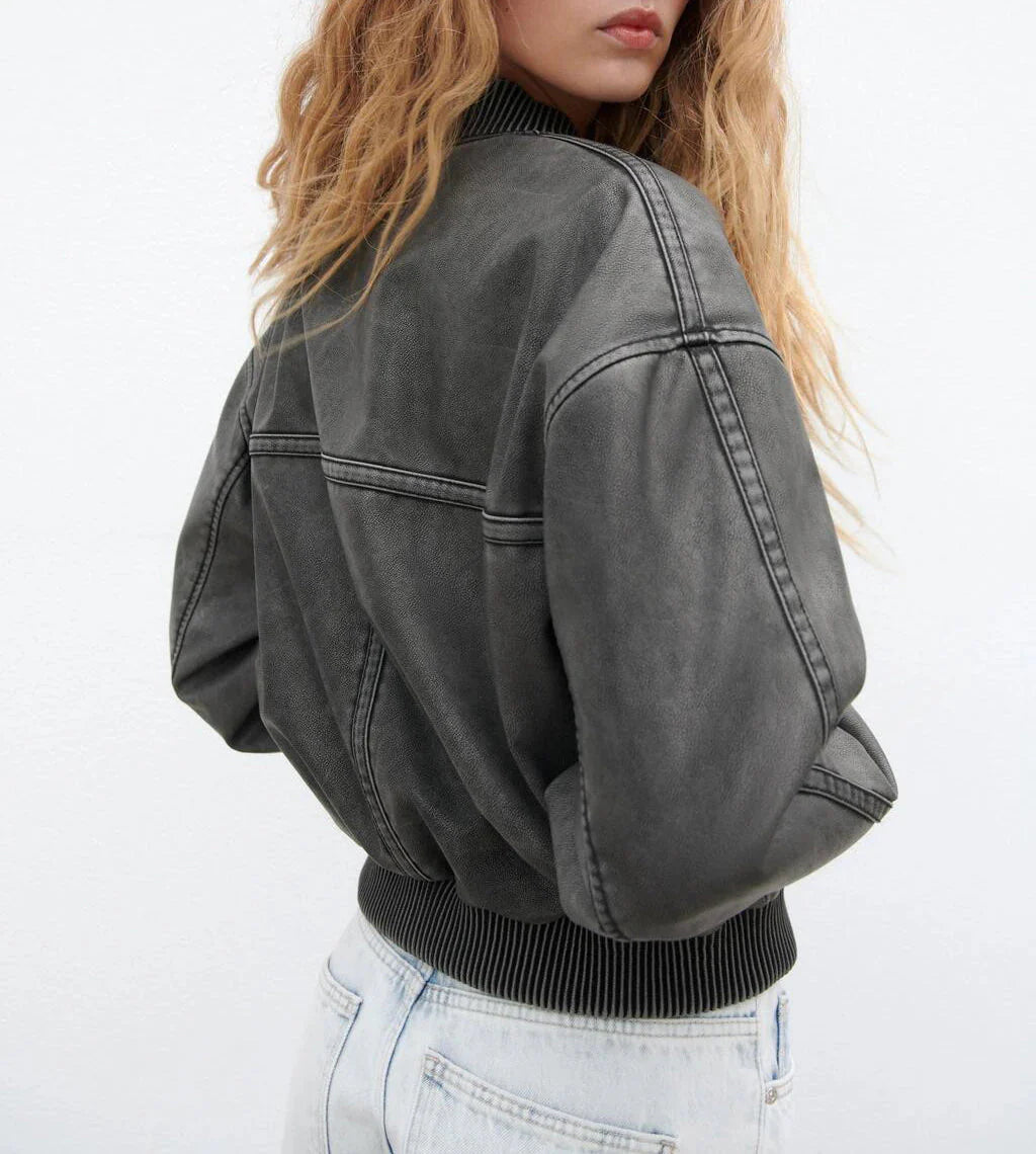 Miriam Vintage Leather Bomber Jacket