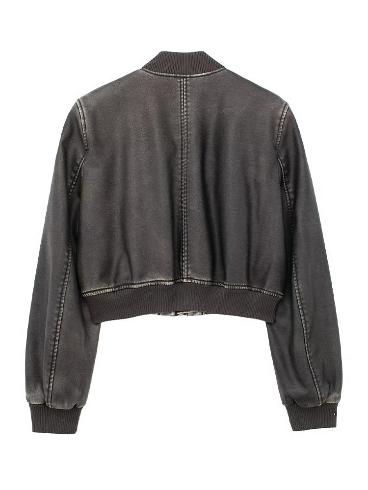 Miriam Vintage Leather Bomber Jacket