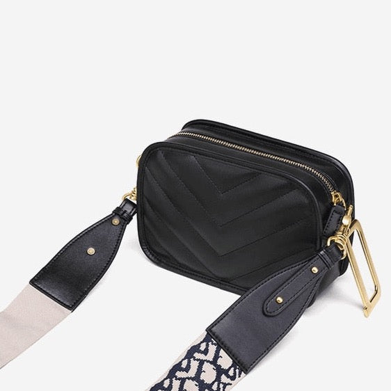 Misha Chevron Quilted Leather Shoulder Bag.