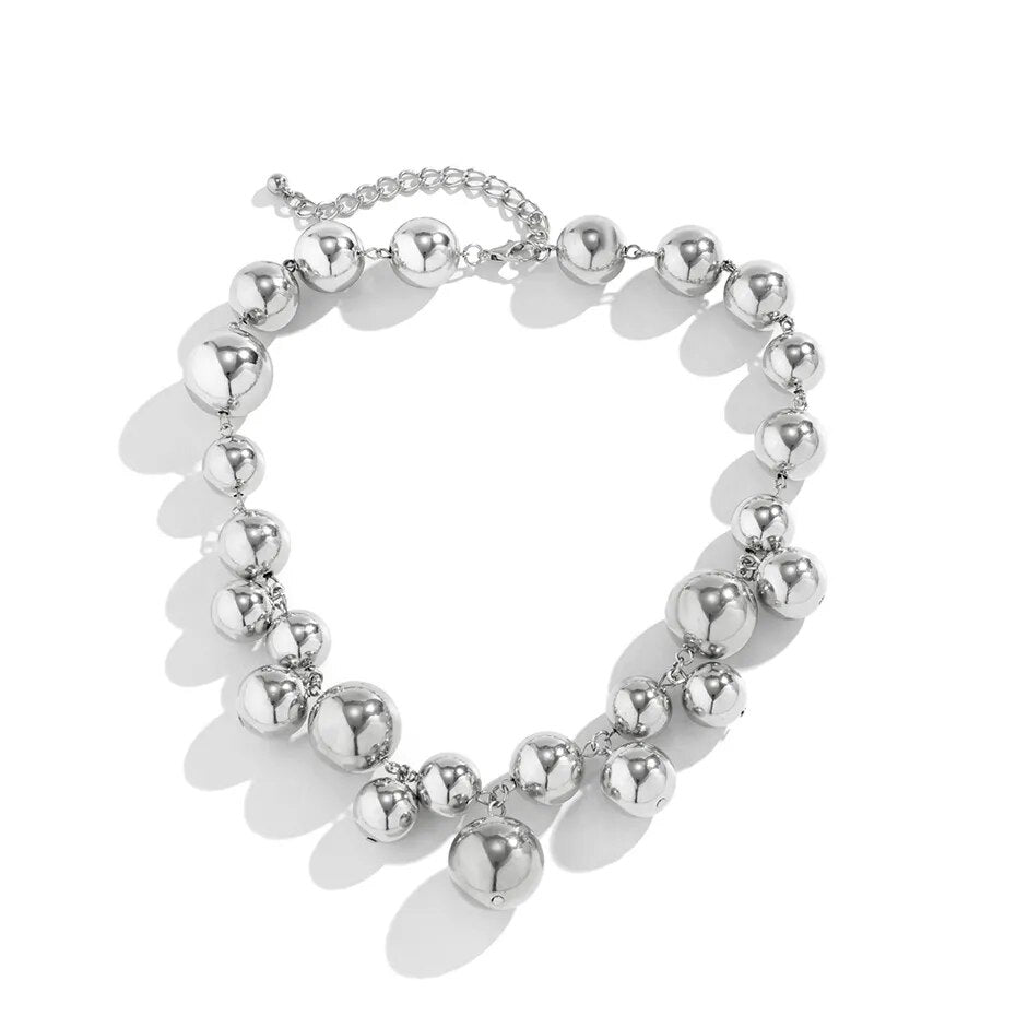 Moya Metallic Ball Bead Bib Necklace