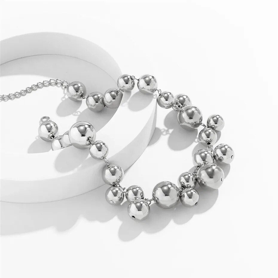 Moya Metallic Ball Bead Bib Necklace
