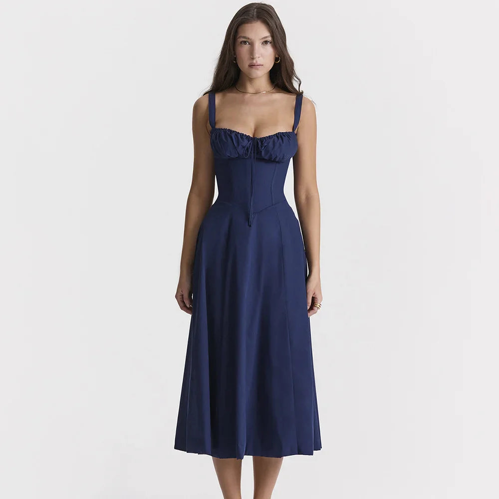 Elegant Lace-up High Split Long Lace Dress