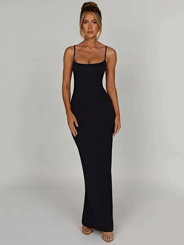Spaghetti Strap Sleeveless Club Party Backless Bodycon Dress