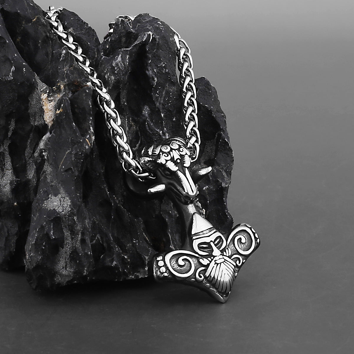 Nordic Viking Head Necklace