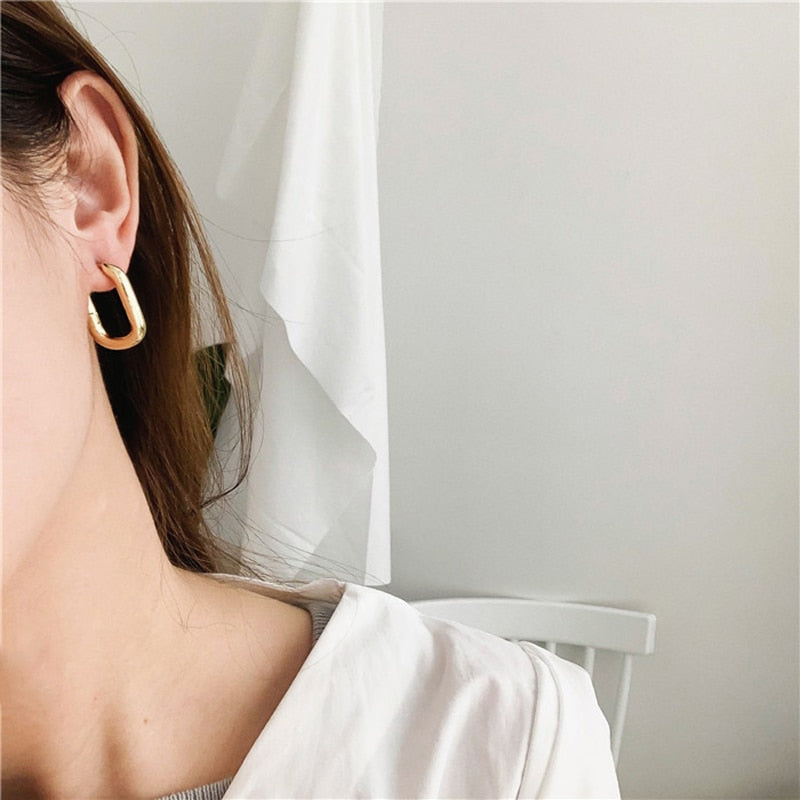 Oval Link Chain Hoop Earrings - 2 Styles