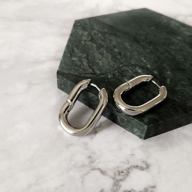 Oval Link Chain Hoop Earrings - 2 Styles
