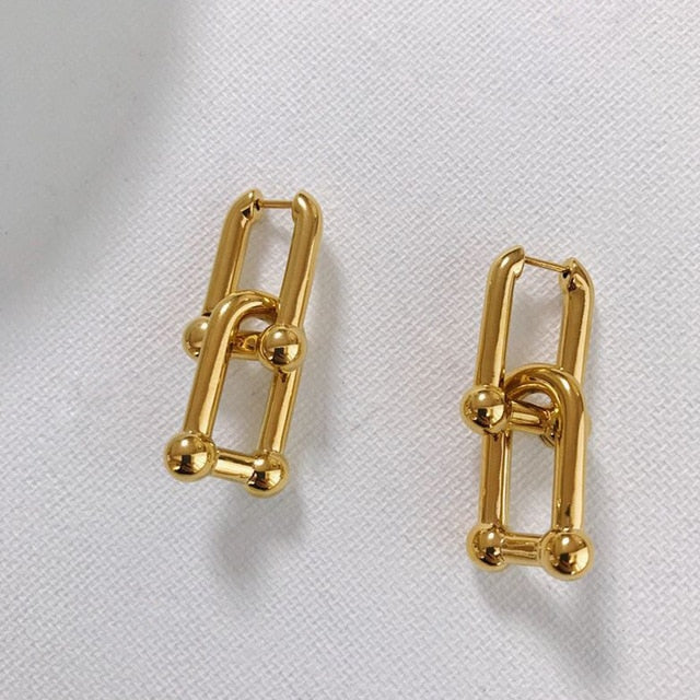 Oval Link Chain Hoop Earrings - 2 Styles