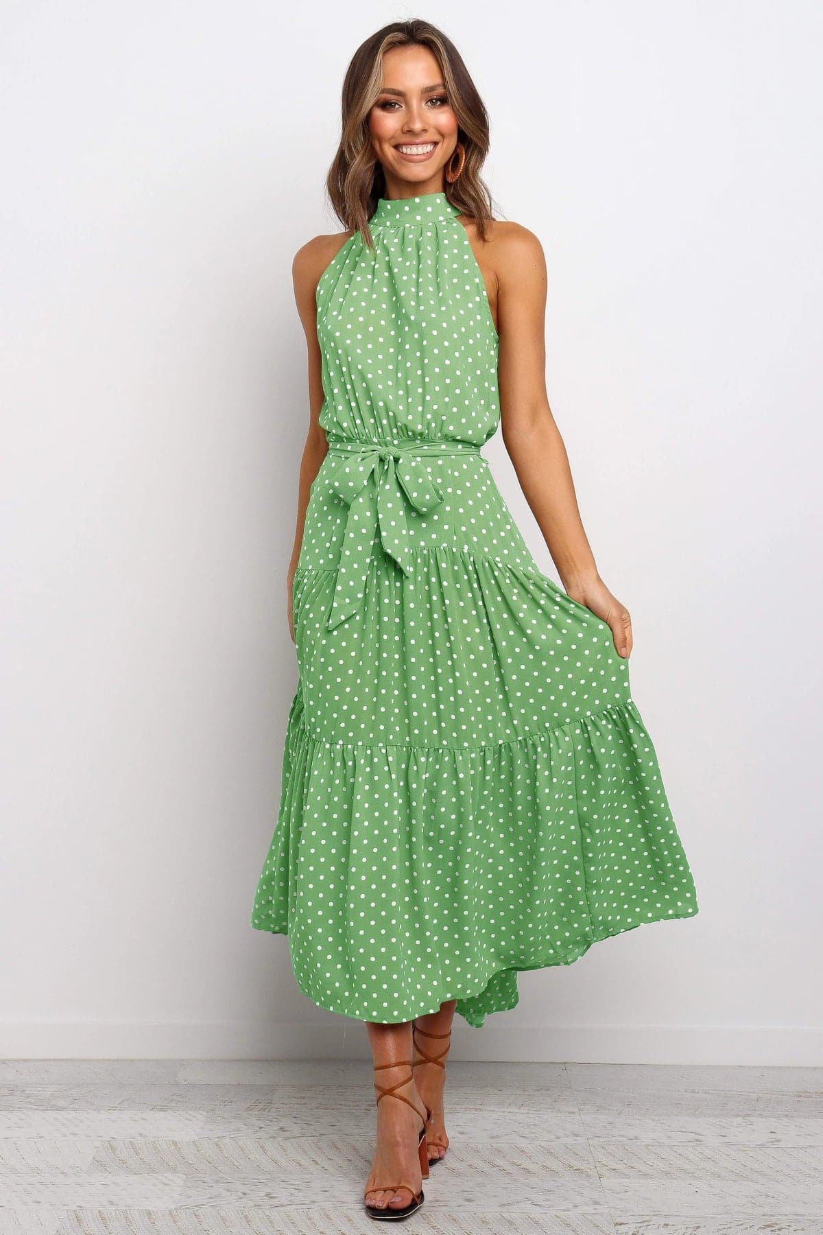 Polka Dot Print Bohemian Maxi Dress