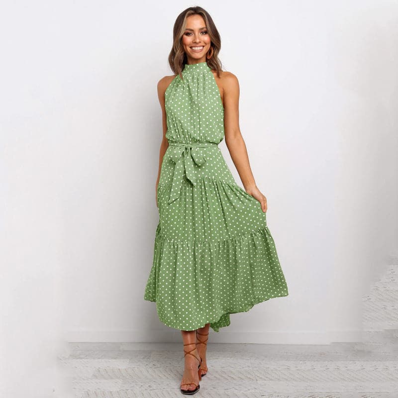 Polka Dot Print Bohemian Maxi Dress
