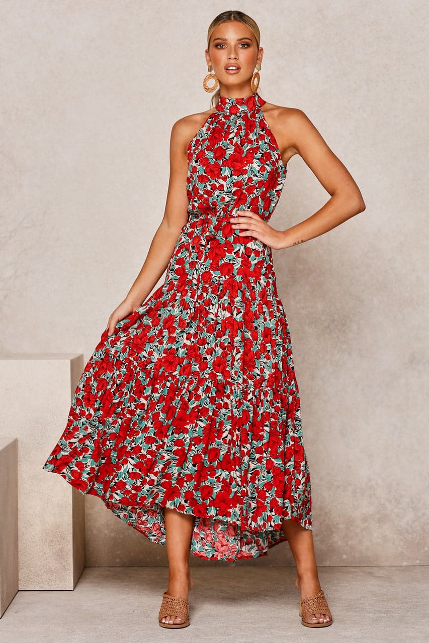 Polka Dot Print Bohemian Maxi Dress