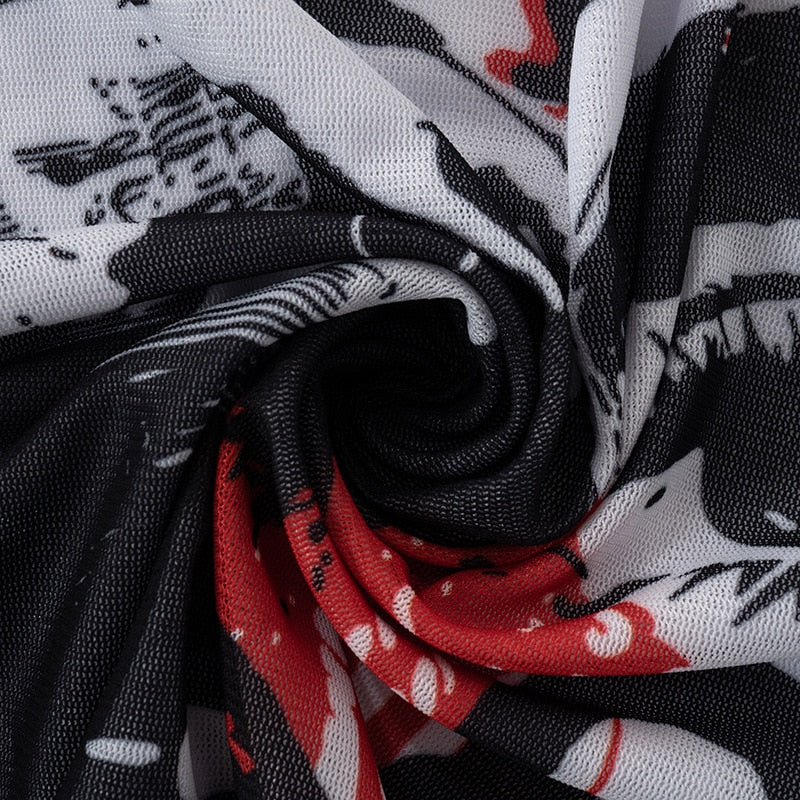 Punk Eyes Graffiti Prints Tissue Tops - 4 Colors