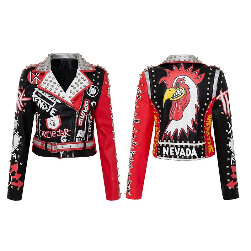 Punk Graffiti Prints and Rivet Leather Jackets