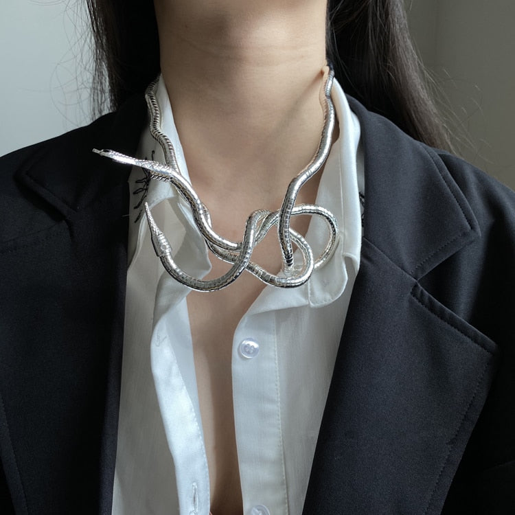 Rayna Serpentine Metal Necklace and Bracelet - 3 Colors