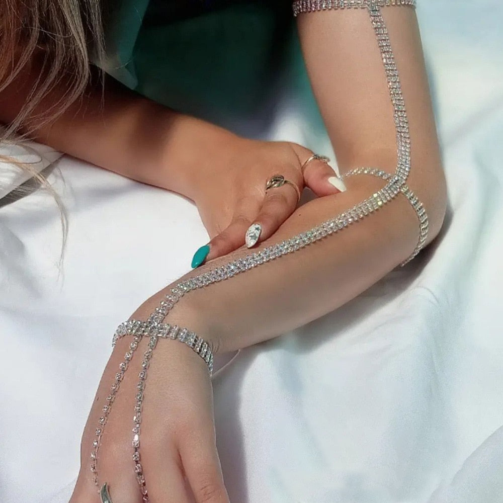 Rhinestone Arm Bracelets - Gold or Silver
