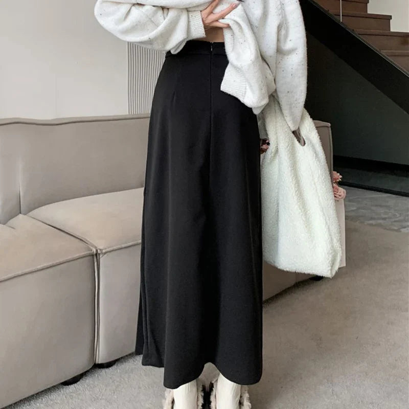 Vintage Pleated College Style High Waist A-Line Skirt