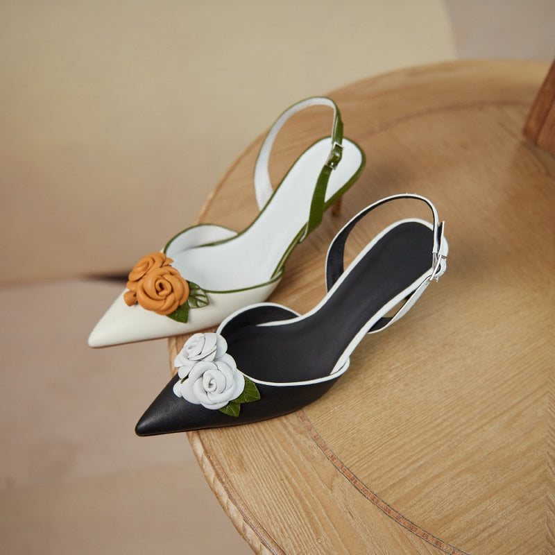 Rosetta Rose Embellished Slingback Pumps - 2 Colors