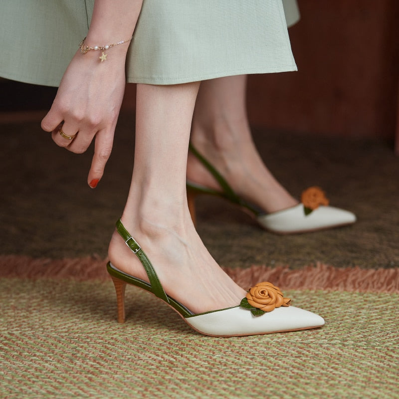 Rosetta Rose Embellished Slingback Pumps - 2 Colors