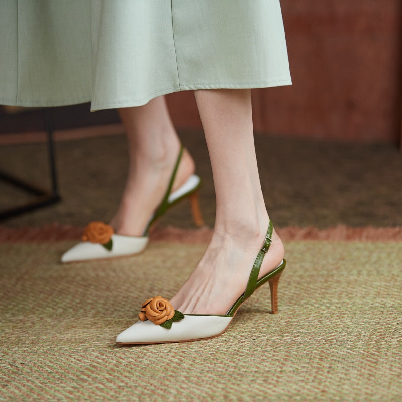 Rosetta Rose Embellished Slingback Pumps - 2 Colors