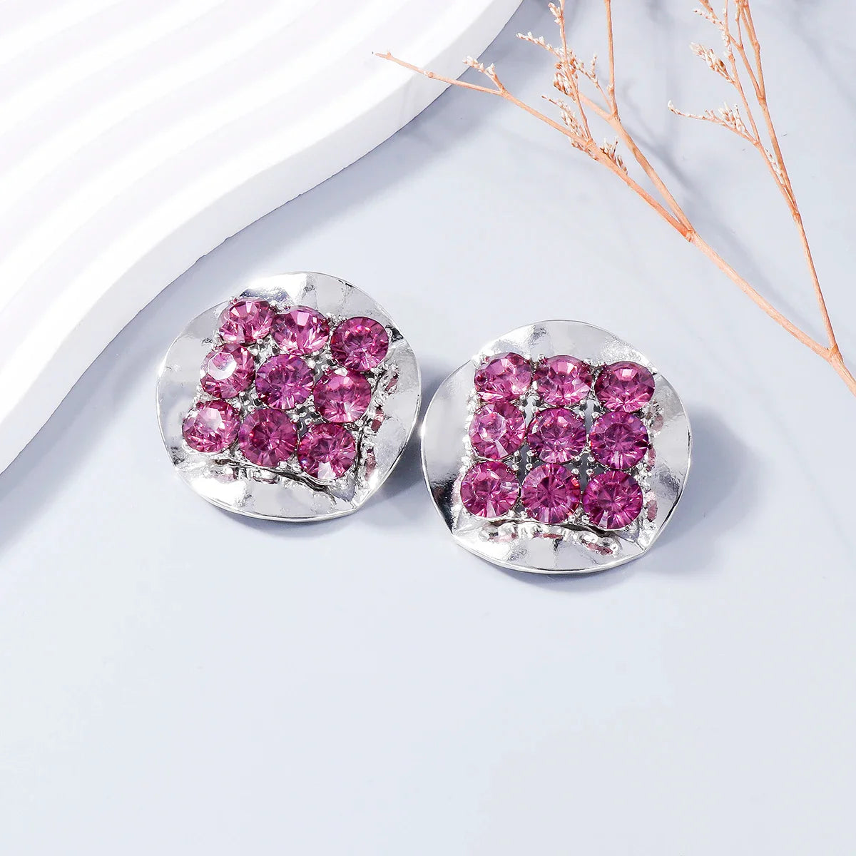 Njeri Rhinestone Disk Stud Earrings