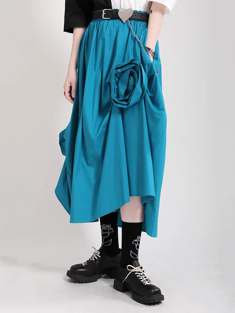 Katrina Rose Applique Blue Midi Skirts