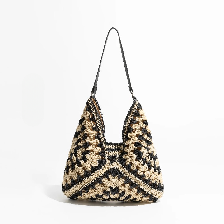 Esperanza Stripe Bohemian Straw Hobo Bags