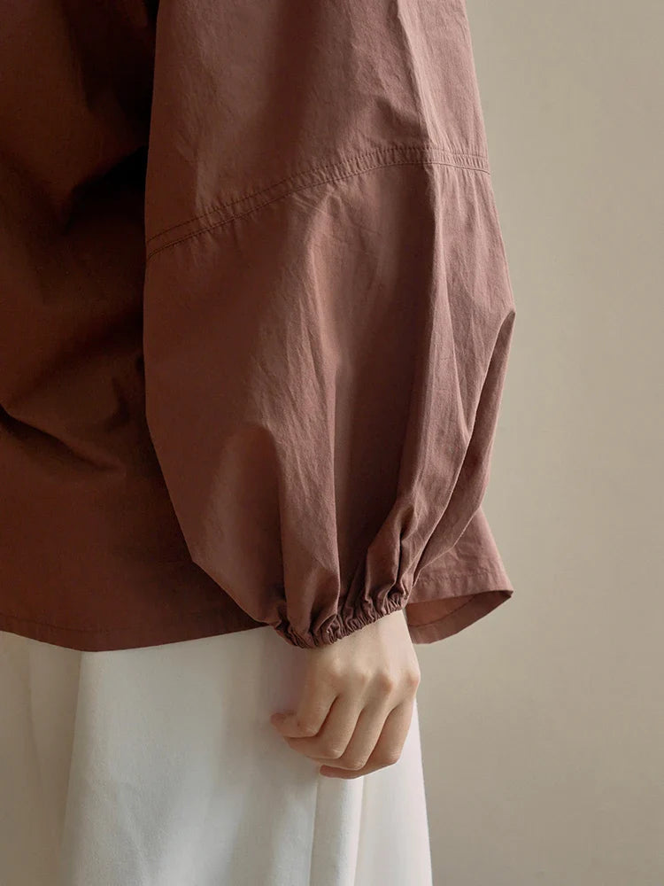 Maia Ruched Romantic Cotton Blouse