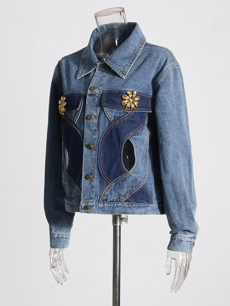 Rumia Wave Cut Out Denim Jacket