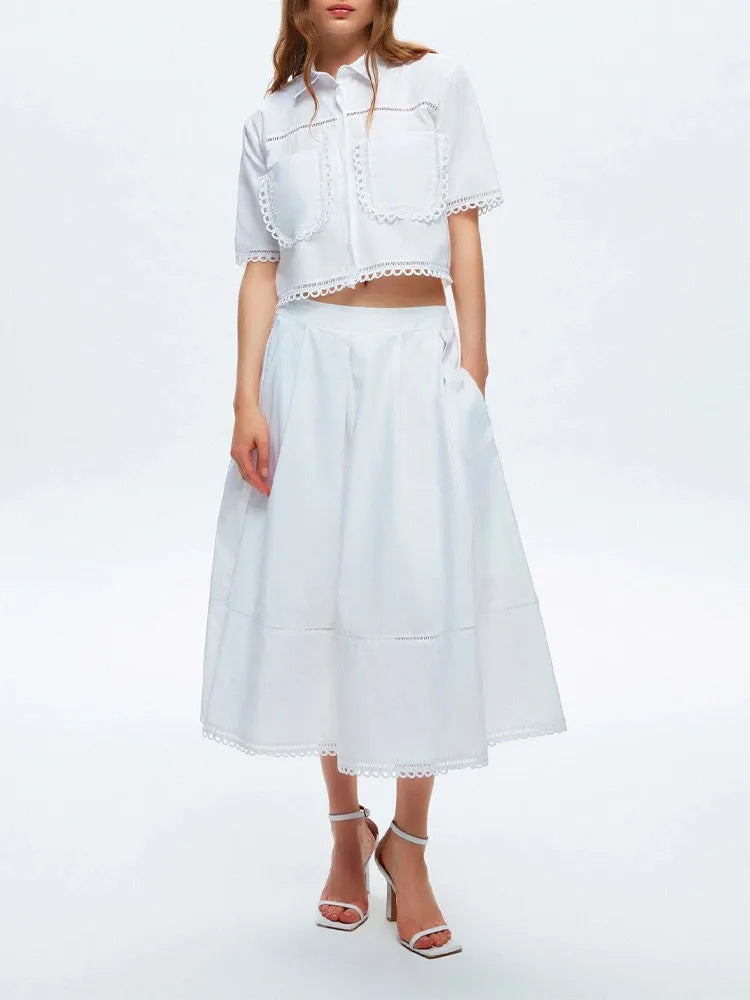 Piper Rivet & Frill Trim Two Piece Set Flare Dress